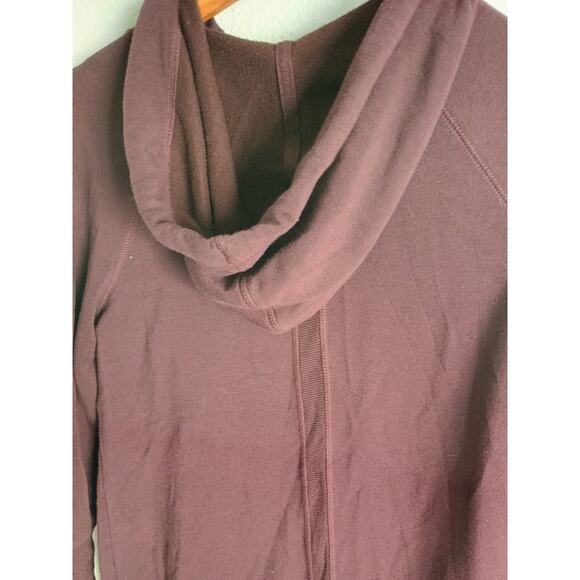 Athleta Solitude Hoodie Sweatshirt Dress deep maroon burgundy cozy relaxed - Picture 7 of 11